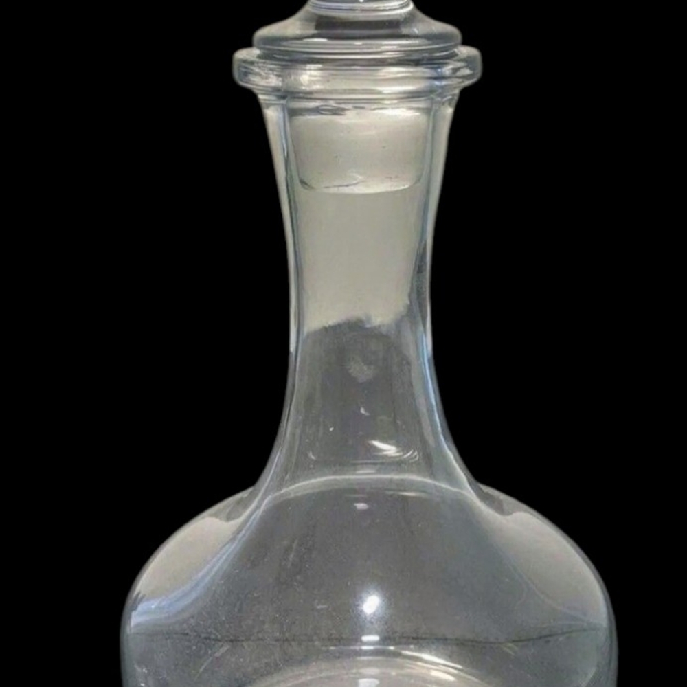 Vintage Crystal Clear Glass Decanter With Gorgeous Rhinestone Stopper